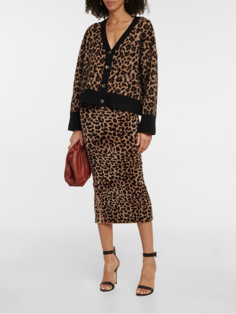 Galvan London Freya Velvet Jacquard Leopard Print Midi Skirt
